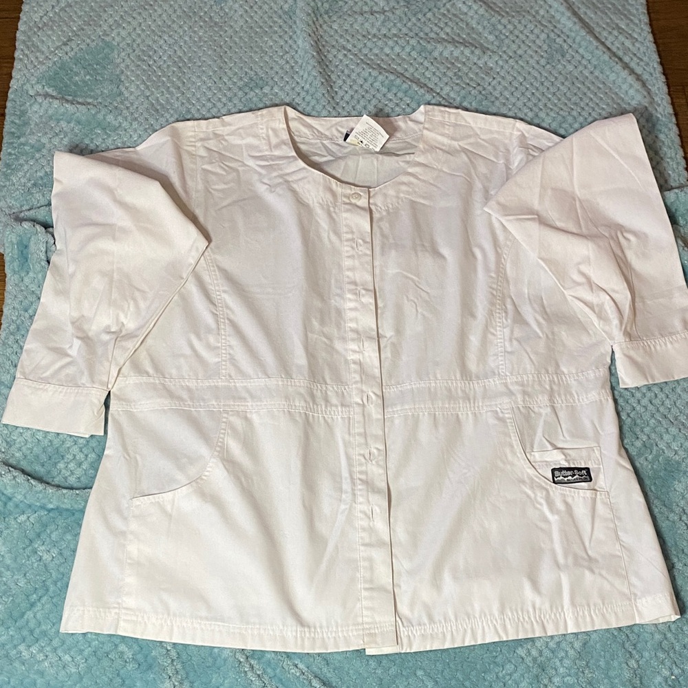 Butter-Soft White Scrub Coat  by UA